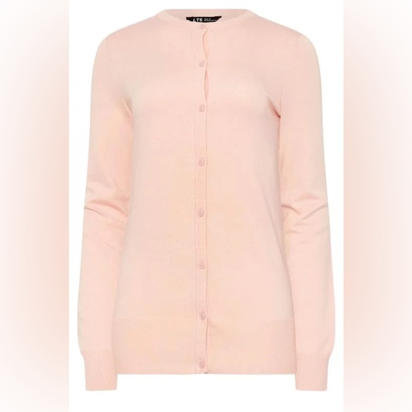 long tall sally Sweaters - NEW Long Tall Sally Tall Blush Pink Button Down Knit Cardigan 14/16